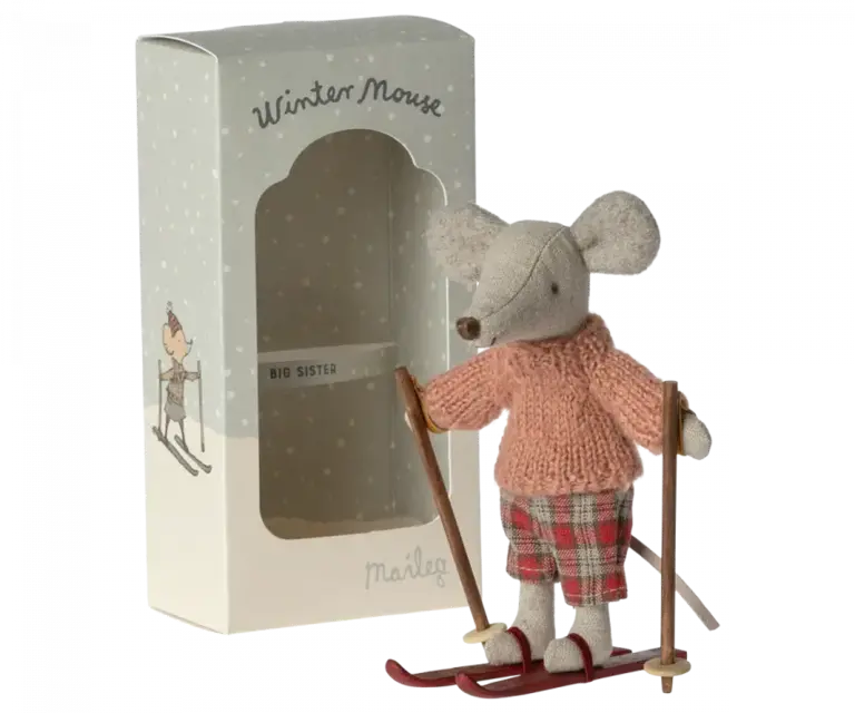 Maileg Winter Mouse With Ski Set, Big sister