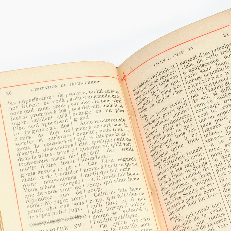 Antique French Imitation of Christ Prayer Book, With Monogram