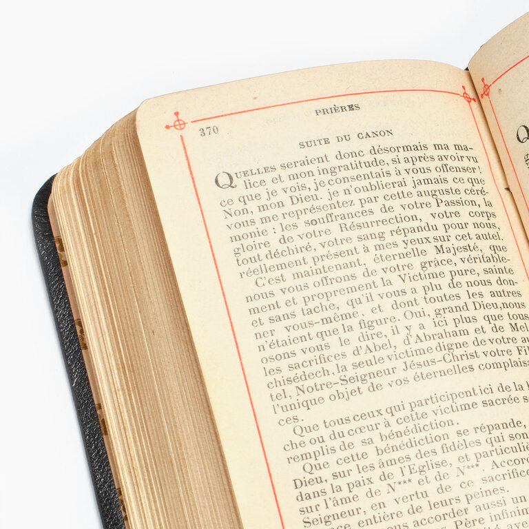 Antique French Imitation of Christ Prayer Book, With Monogram