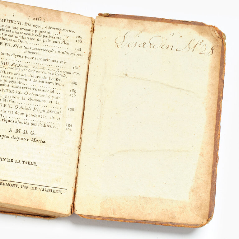 Antique French Leather Book, Pouvoir de Marie