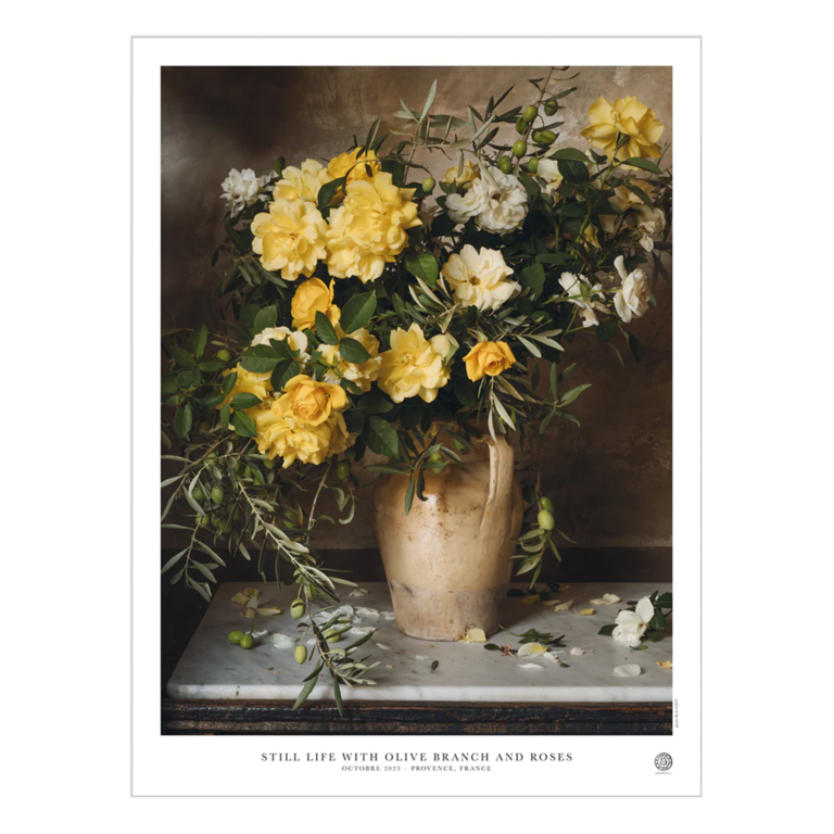 Jamie Beck Olive Branch & Roses Still Life Poster by Jamie Beck