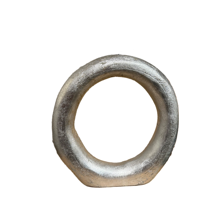 Wood Ring Sculpture 15.5in Silvered