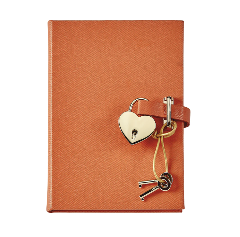 Small Heart Locked Orange Journal