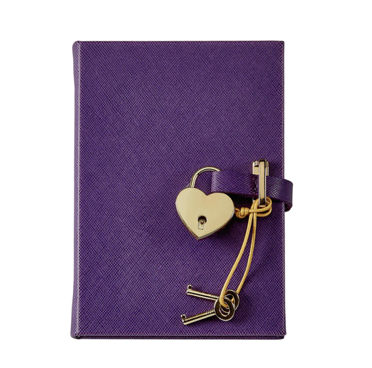 Small Heart Locked Purple Journal