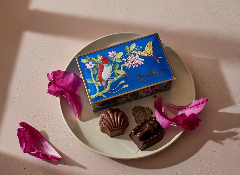 Louis Sherry Truffle Tin 12-Piece, Bird & Butterfly