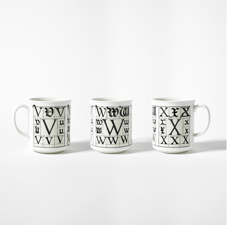 Calligraphy Alphabet VWX Mug