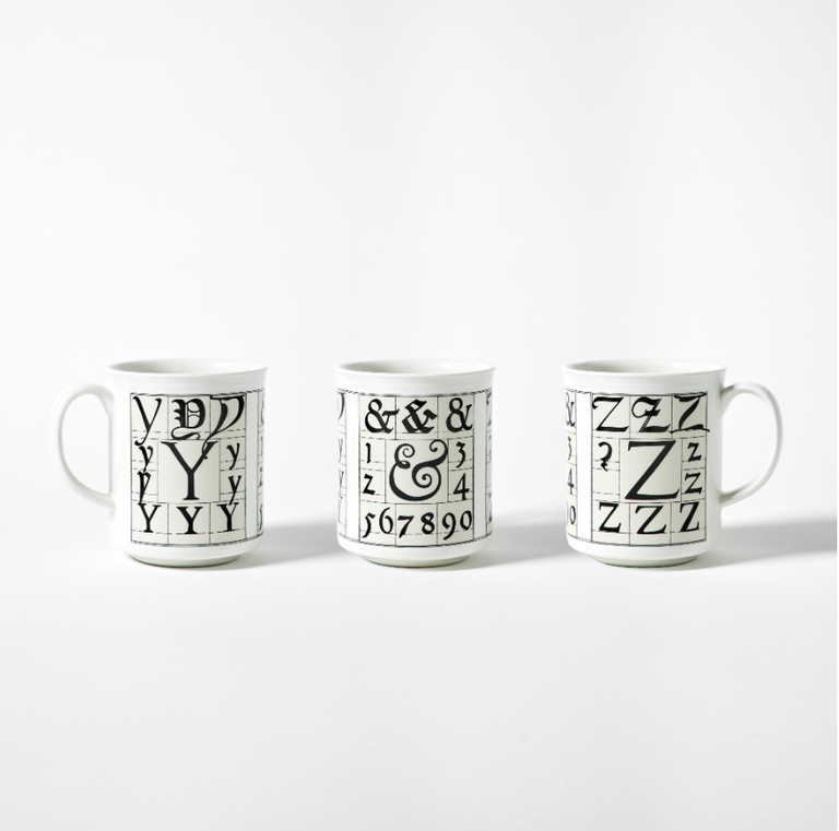 Calligraphy Alphabet Y&Z Mug