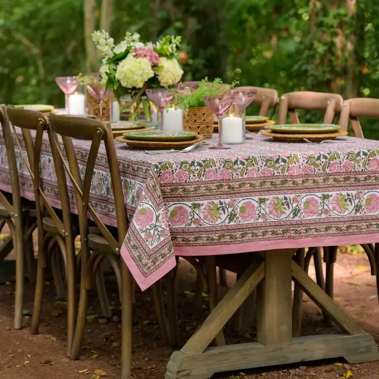 Bohemian Floral Moss & Mauve Tablecloth