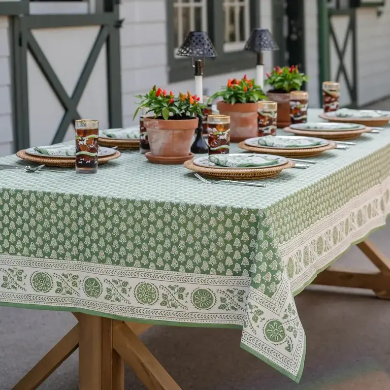 Pom Buti Green Tablecloth