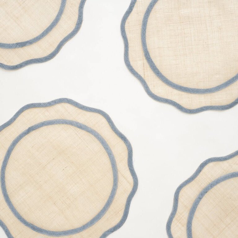 Light Blue Scalloped Rice Paper Placemat