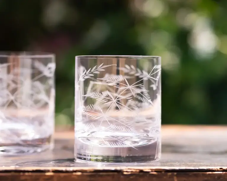 Fern Design Whiskey Glass