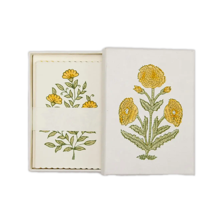 Malika Sunshine Yellow Boxed Notecard Set