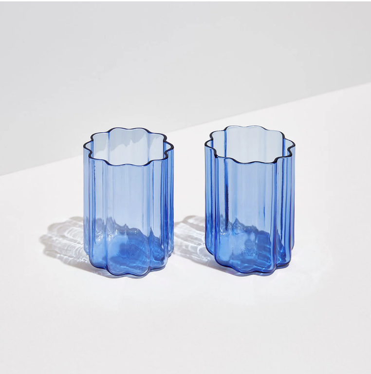 Blue Tumbler Waves Glass