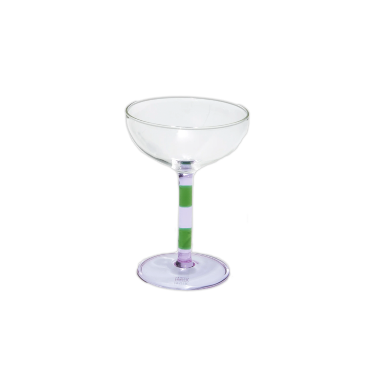 Striped Lilac & Green Coupe Glass