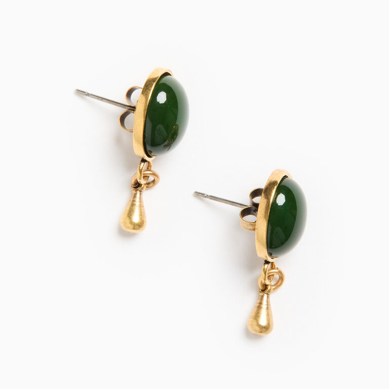 Fallen Aristocrat Moss Green Drop Earrings