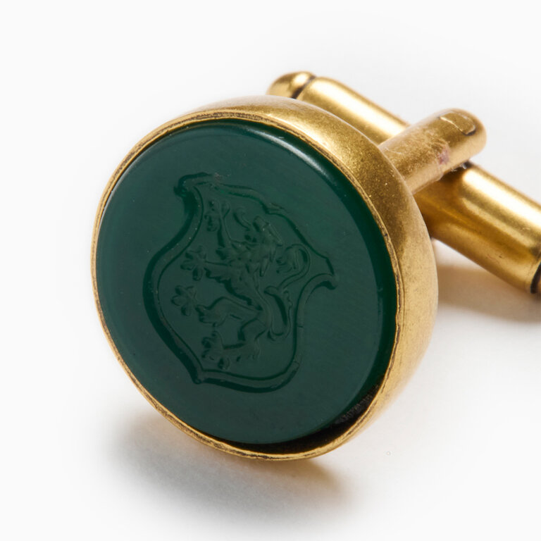 Fallen Aristocrat Intaglio Crest Cufflinks, Green
