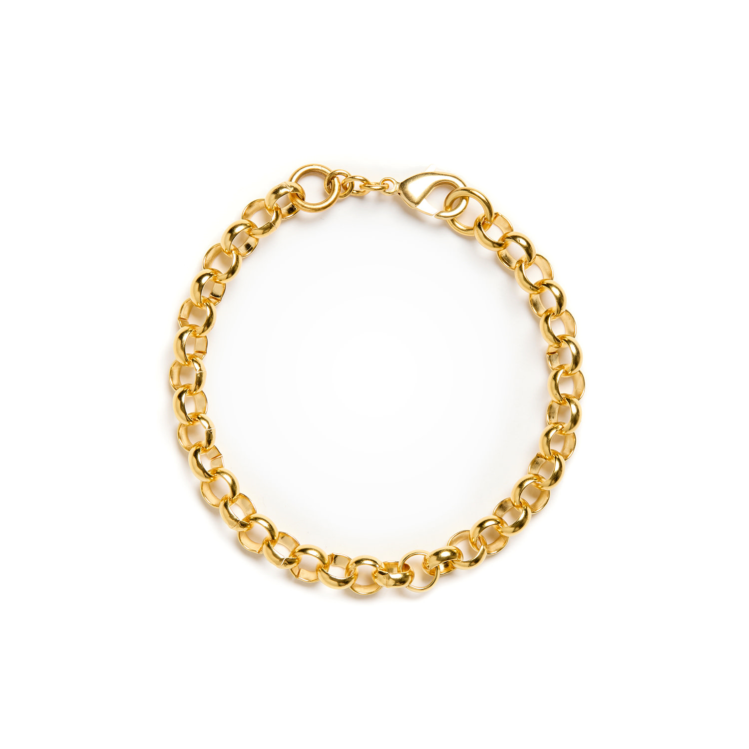 Bracciale A Catena Rolo In Oro Giallo 14 Carati - Oro Vero - Design Italiano - Lunghezza 7,9 Pollici - Italia