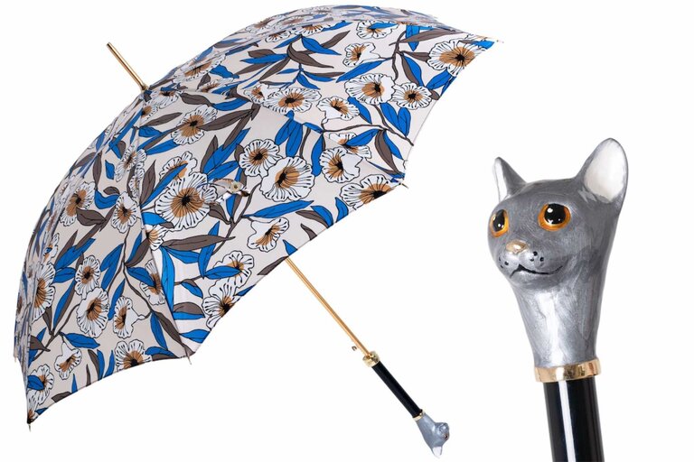 Grey Cat Pasotti Umbrella with Floral Pattern