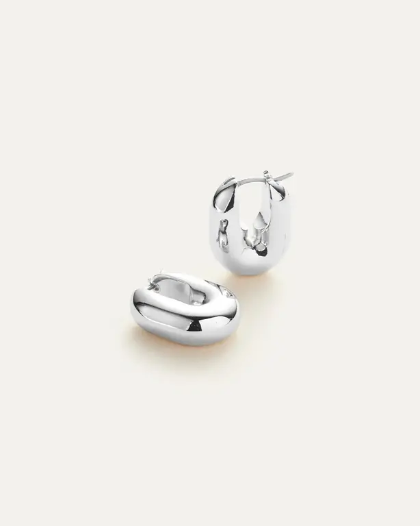 Puffy U-Link Silver Earrings