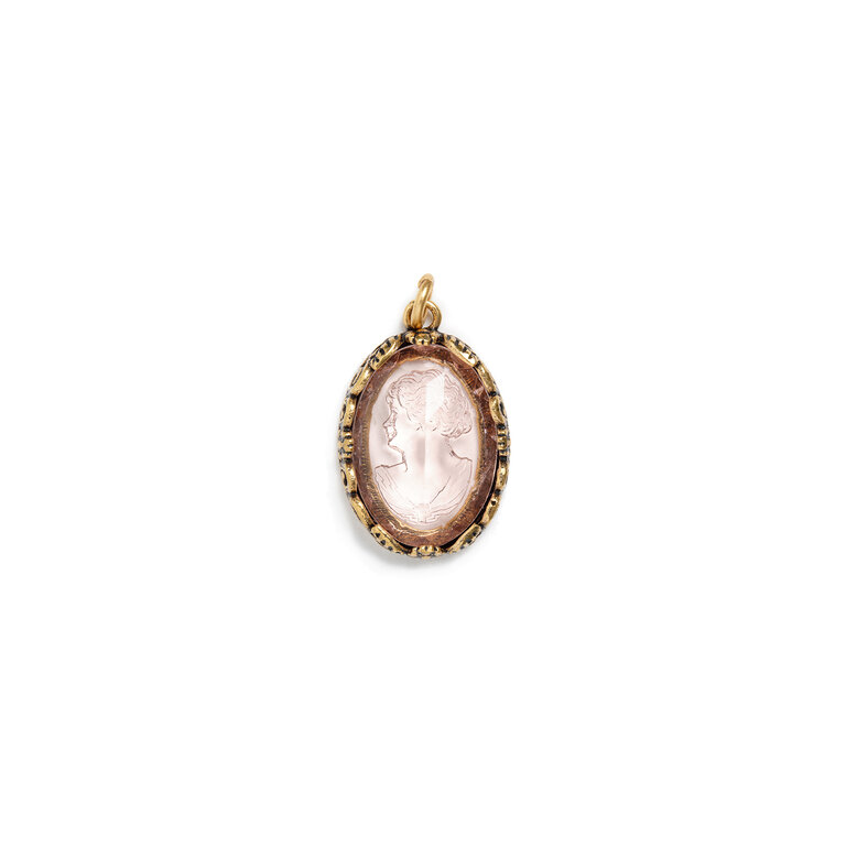 Fallen Aristocrat Rose Cameo Glass Charm