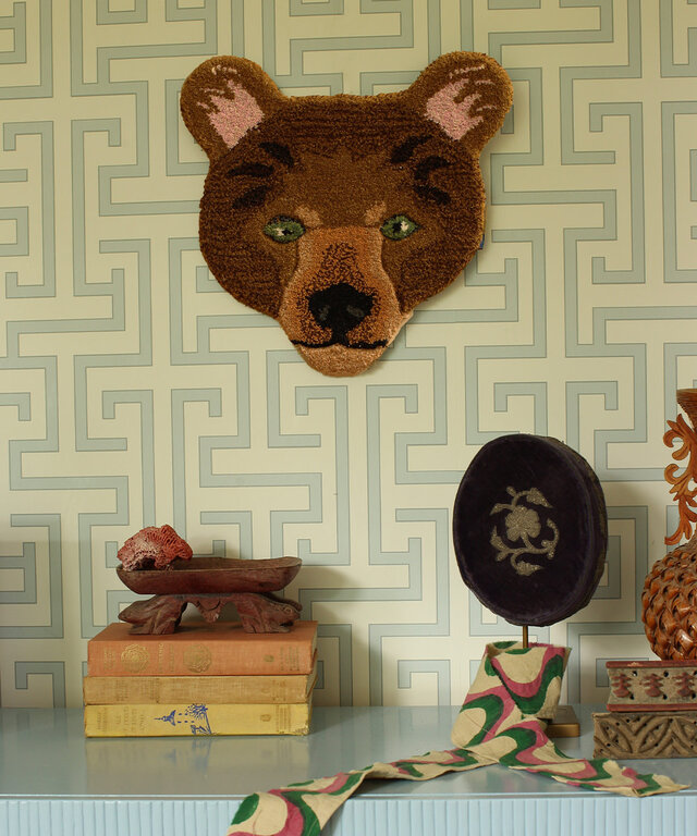 Archie Check Bear Head Rug