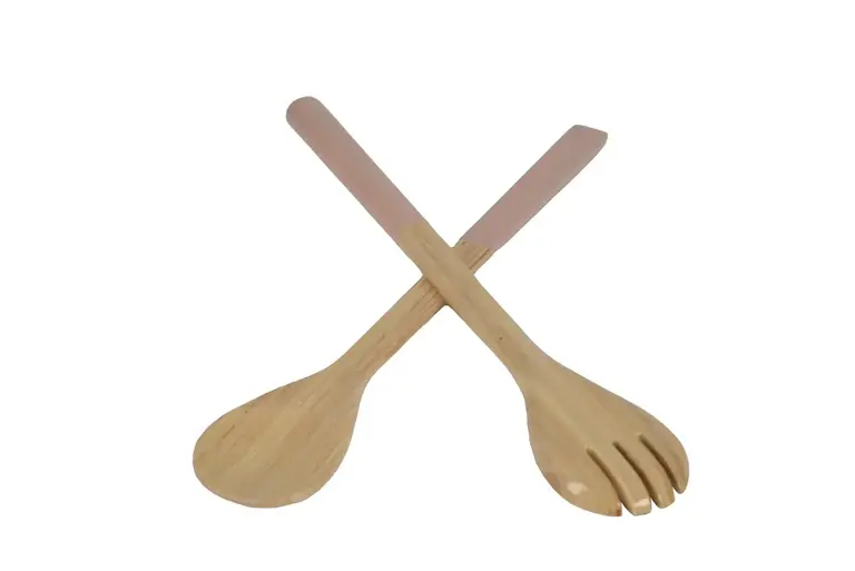 Large Blush Bamboo Salad Server Set