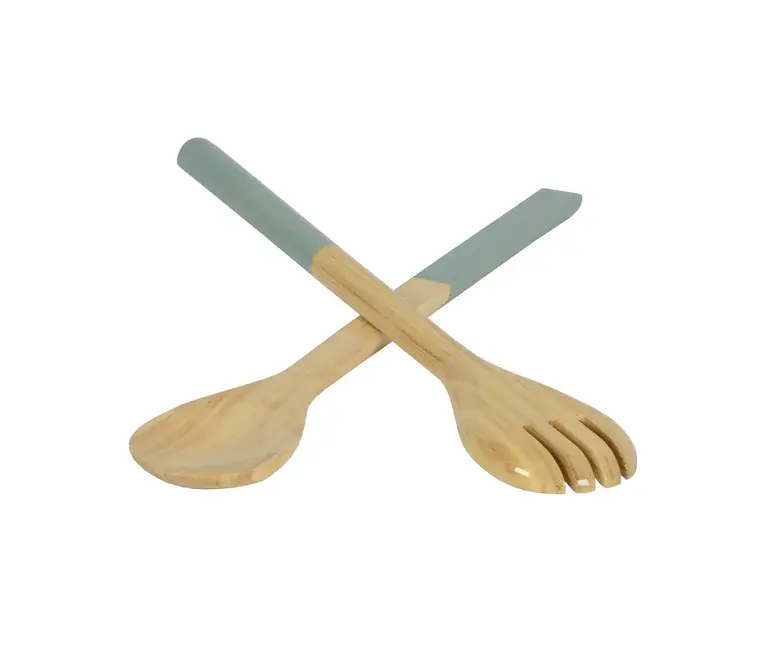 Large Ice Blue Bamboo Salad Server Set