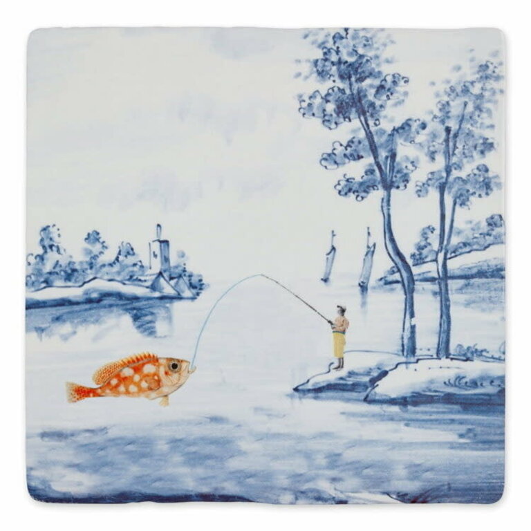 Catching the Big Fish Small 10x10 cm Tile