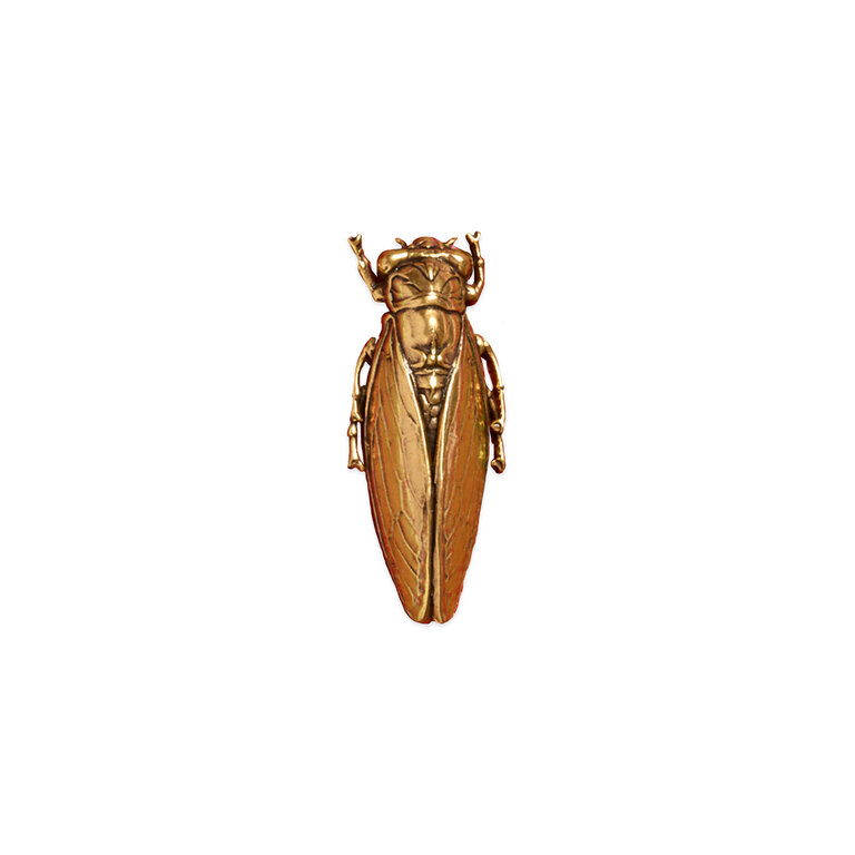 Fallen Aristocrat Large Cicada  Brooch, Antiqued Gold