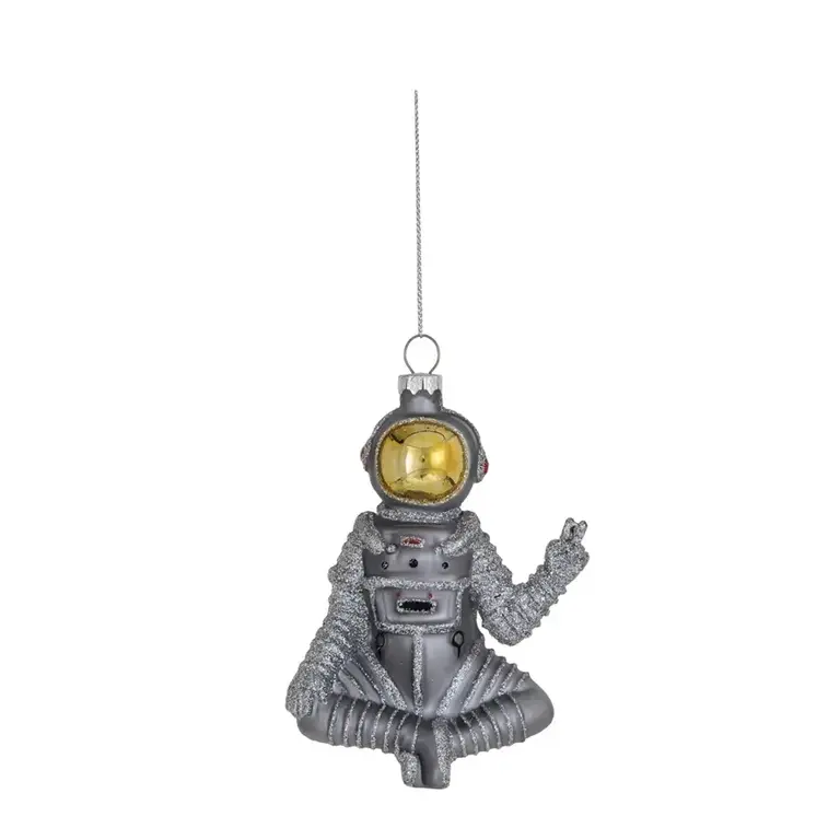 Glass Sitting Spaceman Ornament