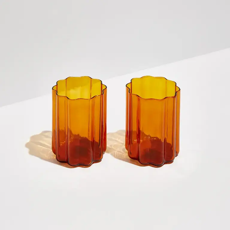 Amber Tumbler Waves Glass