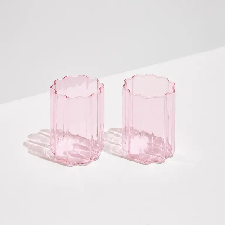 Pink Tumbler Waves Glass