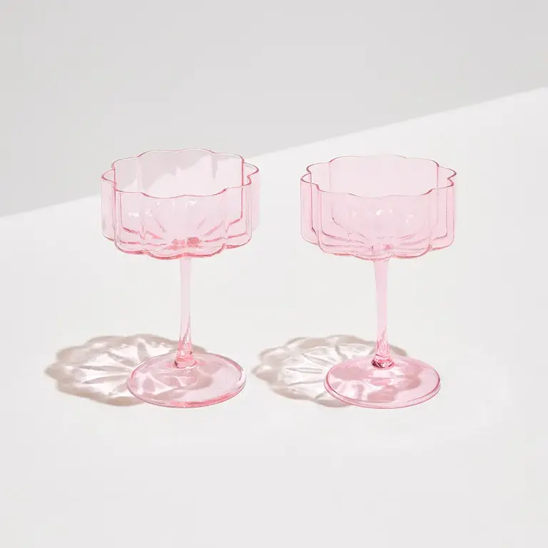 Pink Waves Coupe Glass