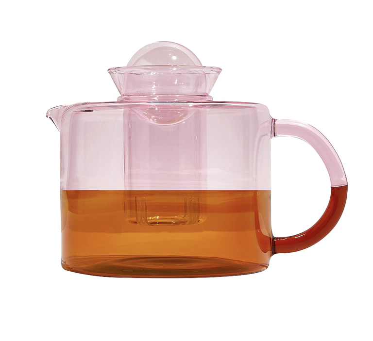 Two Tone Pink & Amber Teapot