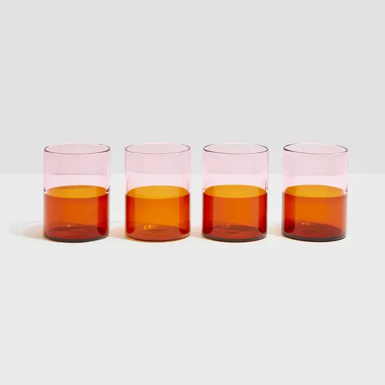 Pink & Amber Two Tone Glassware