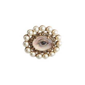 Fallen Aristocrat Lover’s Eye Pearl Brooch, Brown Iris