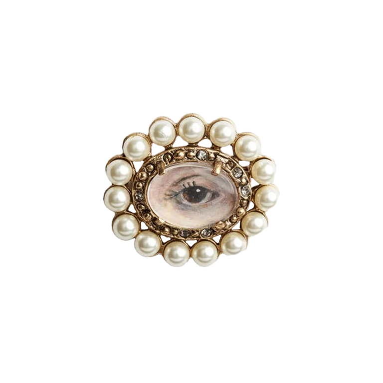 Fallen Aristocrat Pearl Lover’s Eye Brooch, Brown Iris