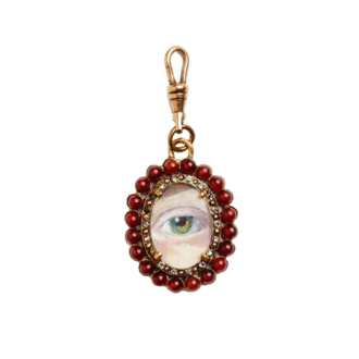 Fallen Aristocrat Lover's Eye Carnelian Pendant, Green Iris