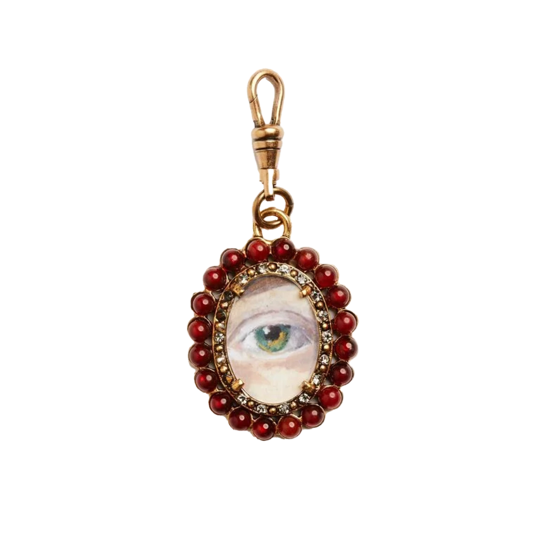 Fallen Aristocrat Lover's Eye Carnelian Pendant, Green Iris