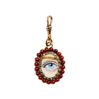 Fallen Aristocrat Carnelian Lover’s Eye Pendant, Blue Iris Fallen Aristocrat Carnelian Lover’s Eye Pendant, Blue Iris