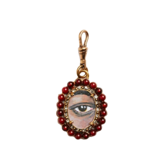 Fallen Aristocrat Lover’s Eye Carnelian Pendant, Black Iris