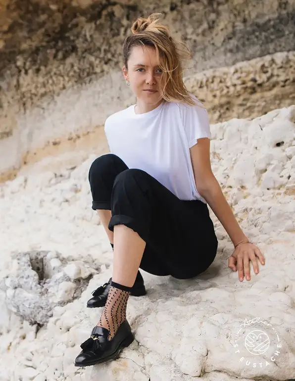 Atelier St Eusache Crescent Dunes Black Socks