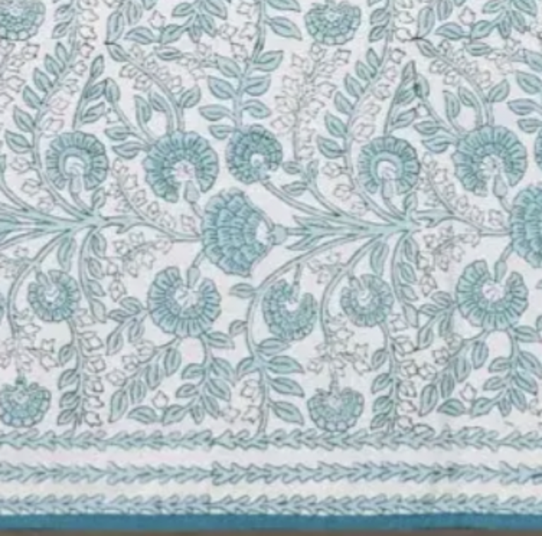 Floral Trellis Aqua Tablecloth