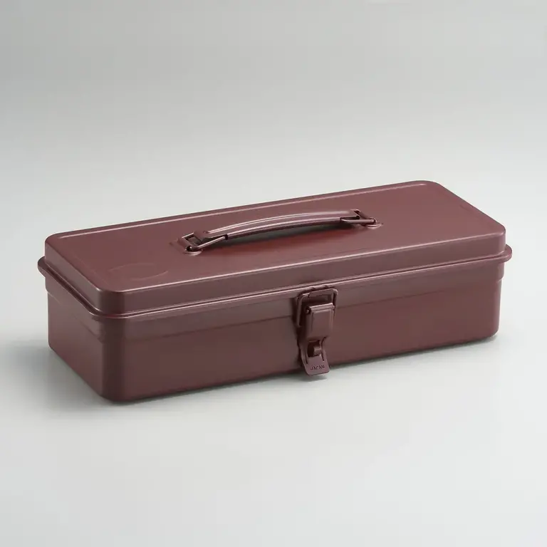 Antique Brown T320 Steel Toolbox w/ Top Handle & Flat Lid