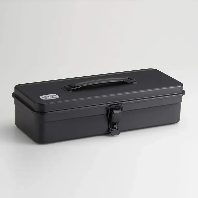 Black T320 Steel Toolbox Top Handle & Flat Lid