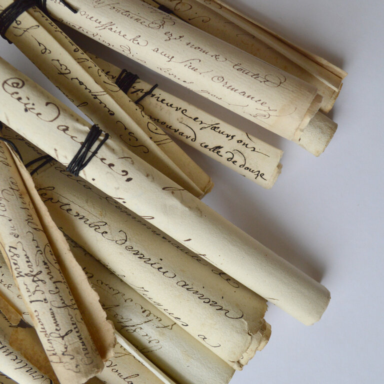 18th Century Rolled Correspondence with Black Twine