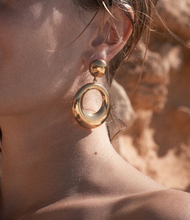 Selina King Aida Hoops Medium 14K Gold Plate Earring