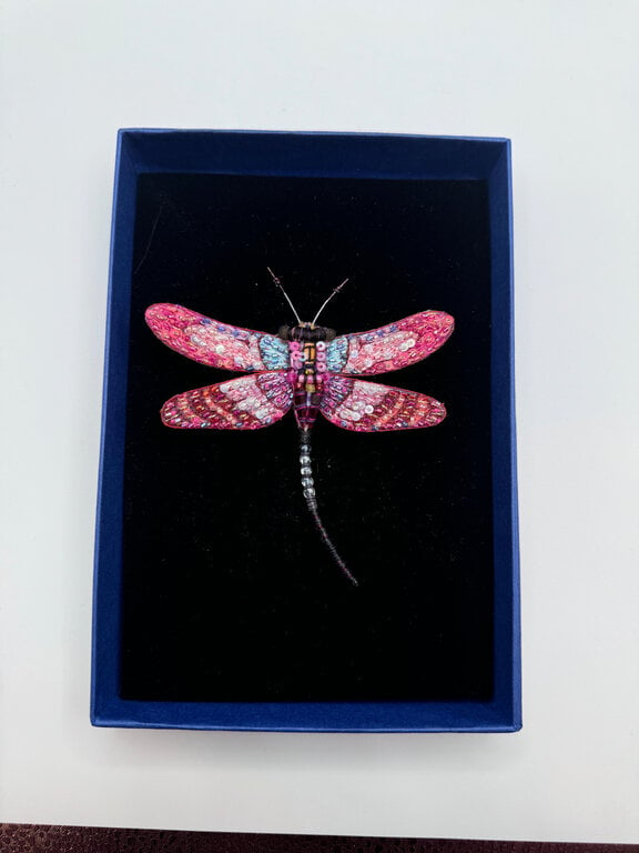 Brooch- Roseate Skimmer Dragonfly