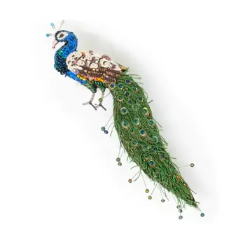 Jeweled Peacock Brooch