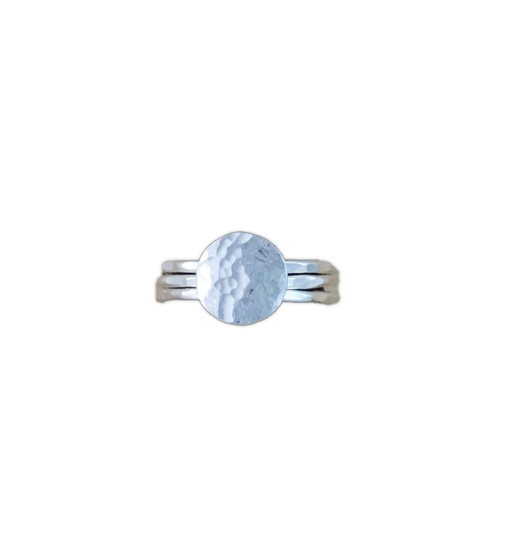 Sterling Hammered Disc Stack Ring